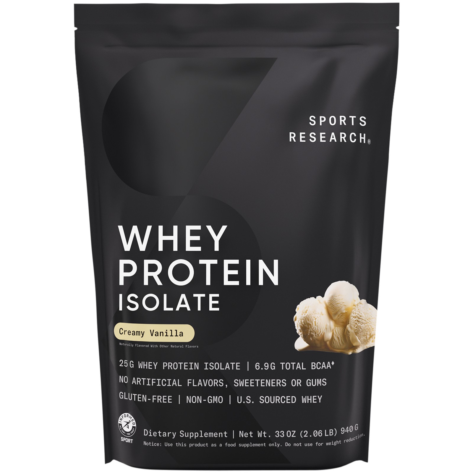Whey Protein Isolate Powder Vanilla Lean Muscle & Workout Recovery - 2lb 26 Serv