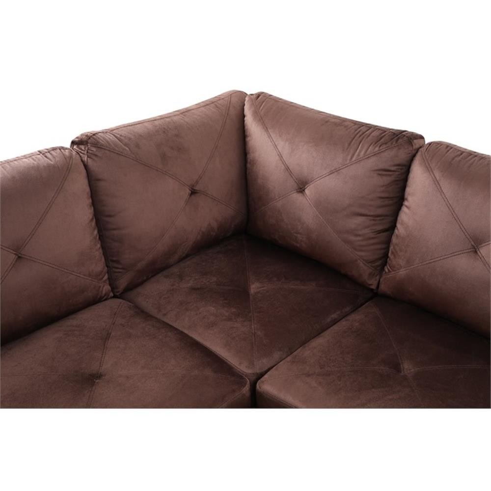 Bowery Hill L-shaped Brown Microfiber Couch with Ottoman (Pillows Included)