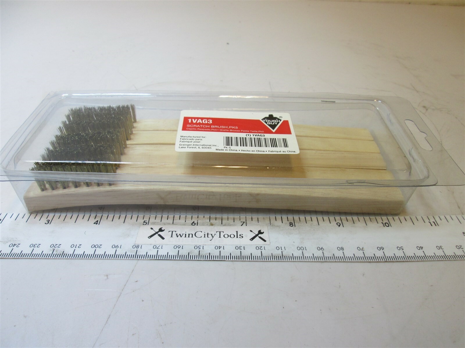 (5) Pack Curved Wood Brass Scratch Brush 3 x 7 Rows 1/2" Trim New