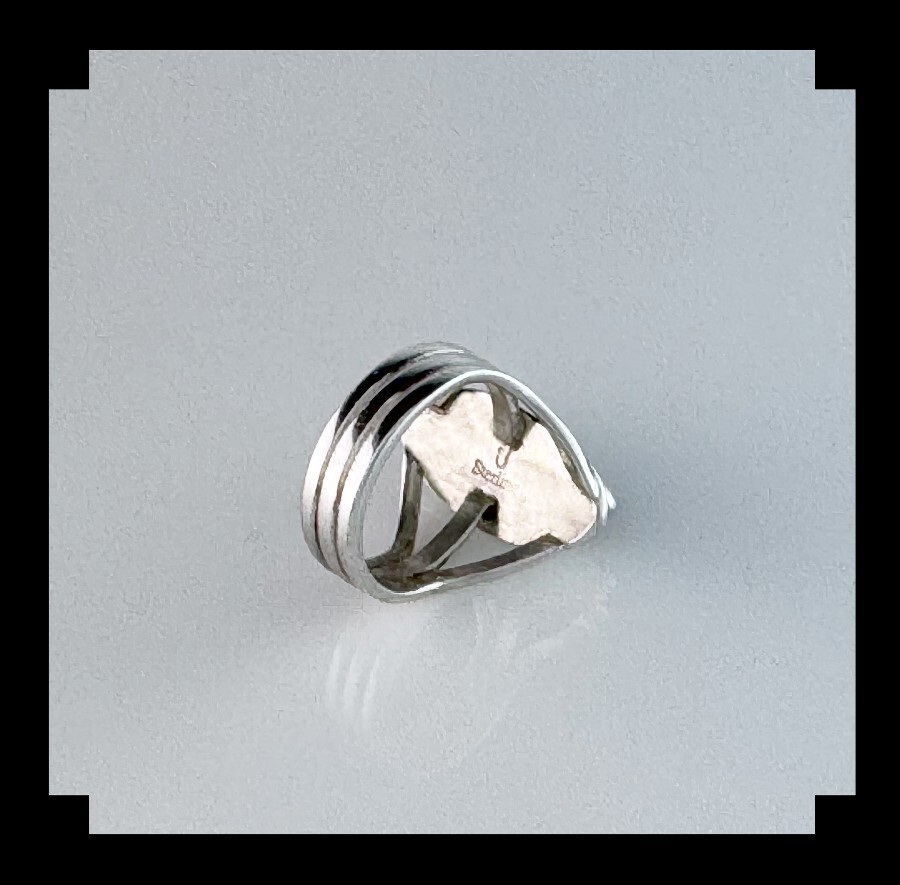 Sterling and Rainbow Calsilica Ring Size 5