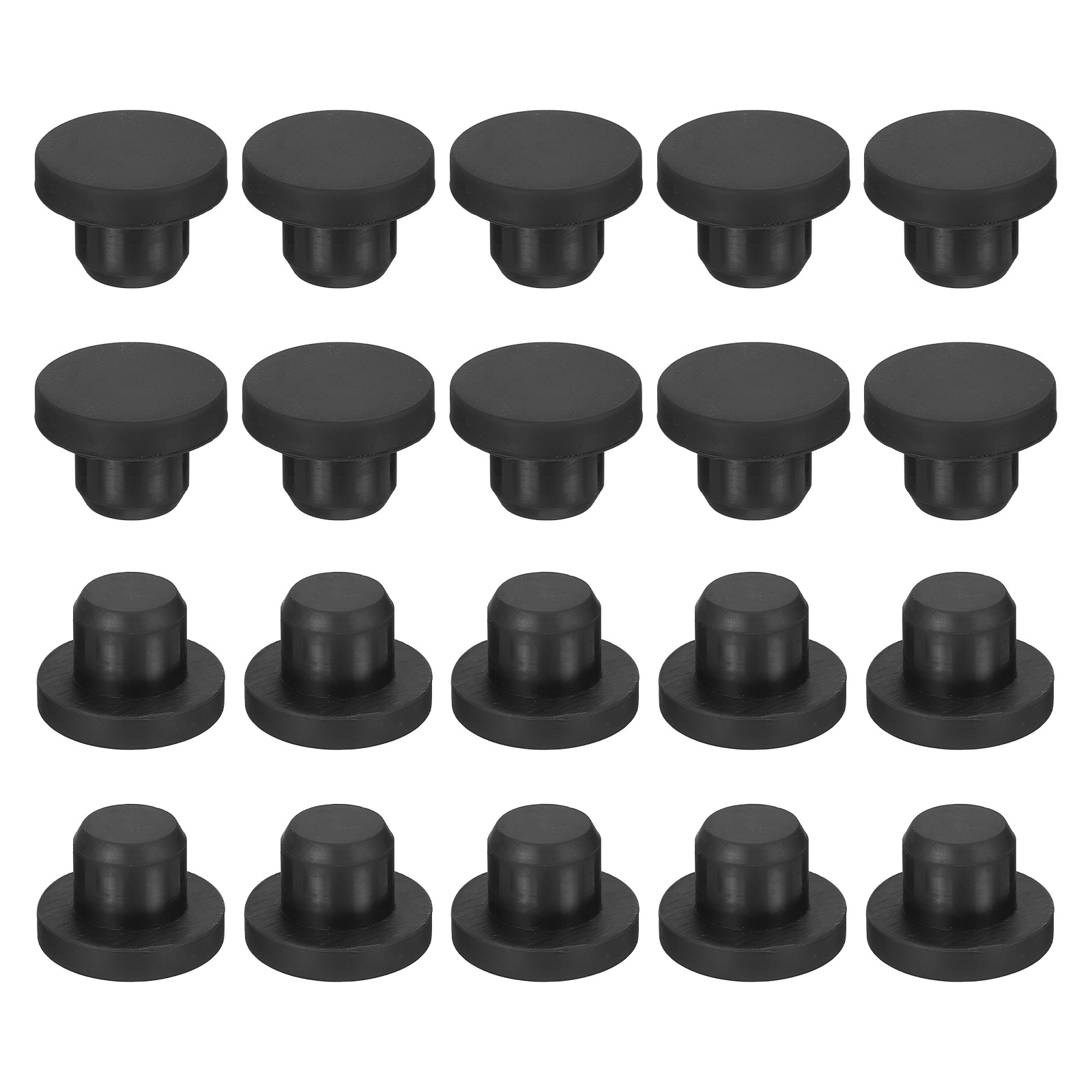 20-Pack Black Rubber Stopper Plugs, 12mm Plug Holes for 11.5mm/0.45-0.45" Hole