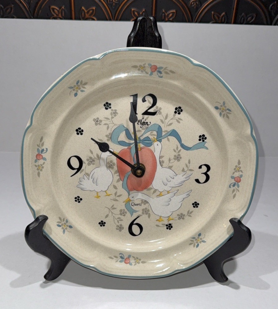 International China Marmalade Geese Wall Clock Plate 1980's Vintage Country 11”