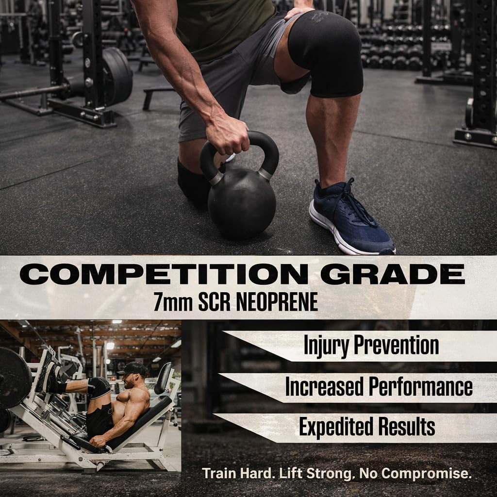 Knee Sleeves for Weightlifting & Powerlifting (7Mm Pair) for Men & Women - Knee