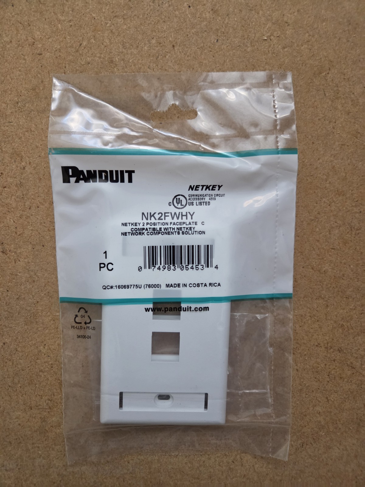 Panduit NK2FWHY 2 Position Faceplate