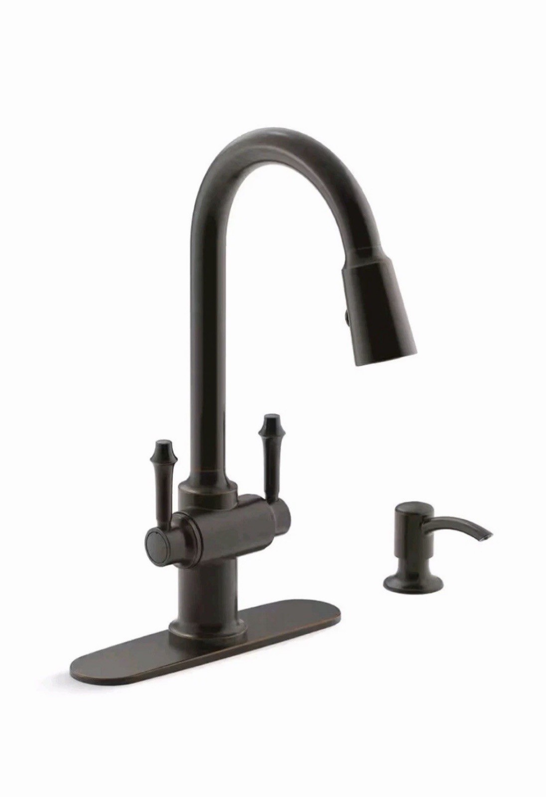 KOHLER Thierry Two Handle Pull Down Sprayer Kitchen Faucet  in Oil-Rubbed Bronze