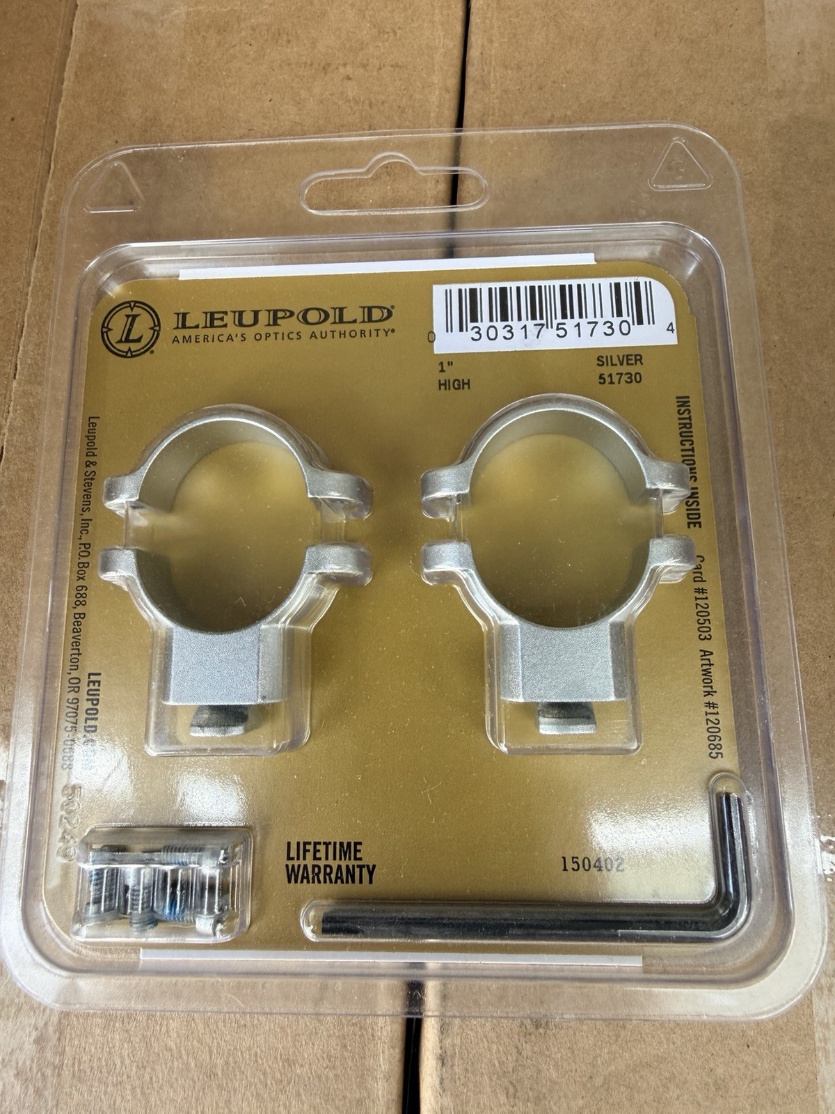 NOS Leupold Scope Rings Dual Dovetail High Rings (.900) 51730 Silver “L” Stamped