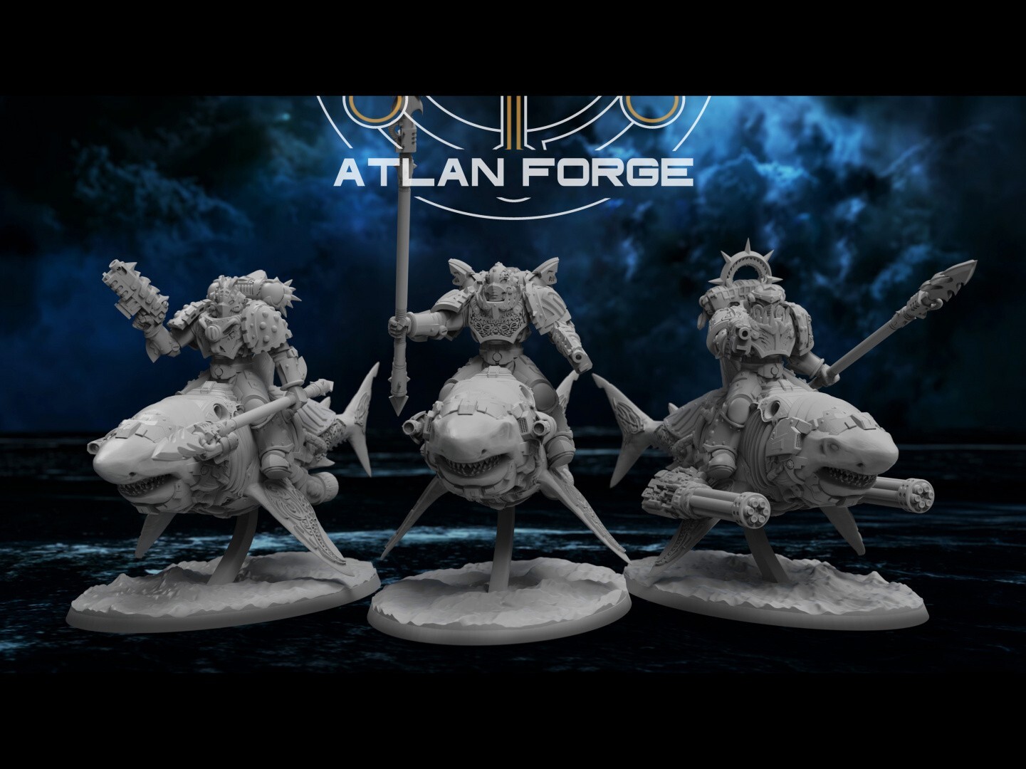 Wai Toa Shark Riders 32mm sci-fi fantasy miniature for tabletop games grimdark