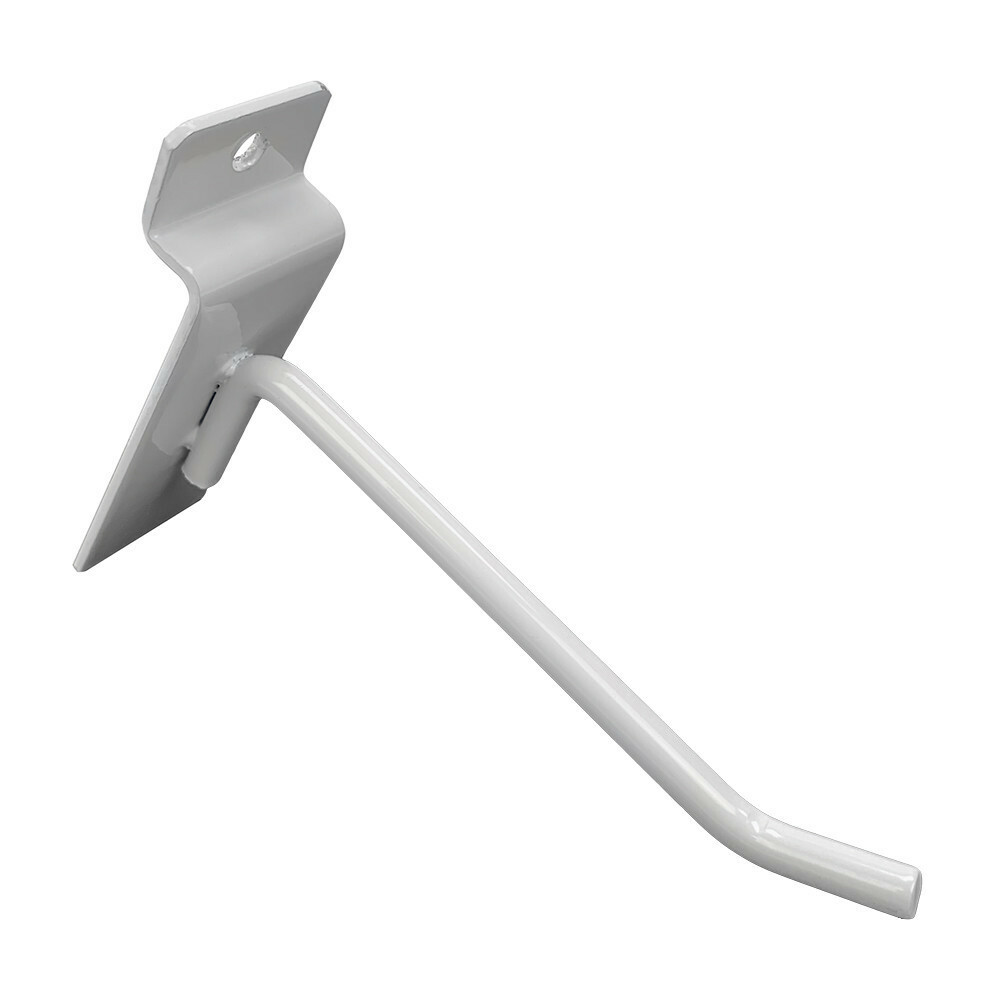 4" Slatwall Hook Panel Display Hooks, 1/4" Thickness Metal, Gloss White - PACK 2
