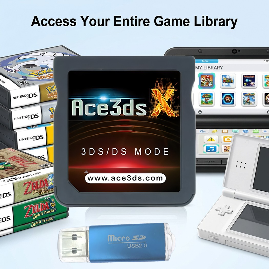 ACE3DS X SDHC For 3DS /2DS/DSi/DS Lite/DS to play NDS games Revolution Cartridge