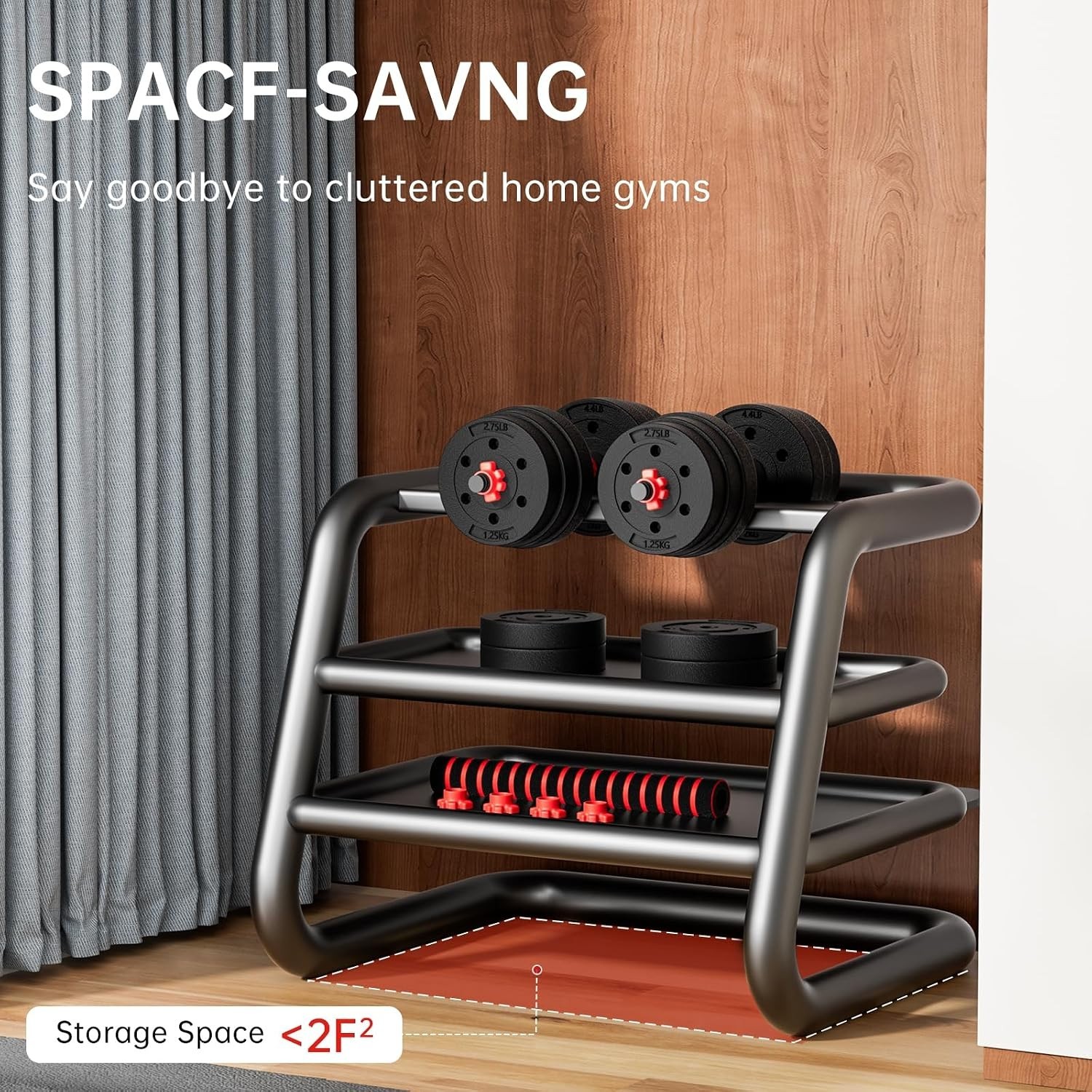 Compact Adjustable Free Weights Dumbbell Set - Space-Saving Home Gym Equipment