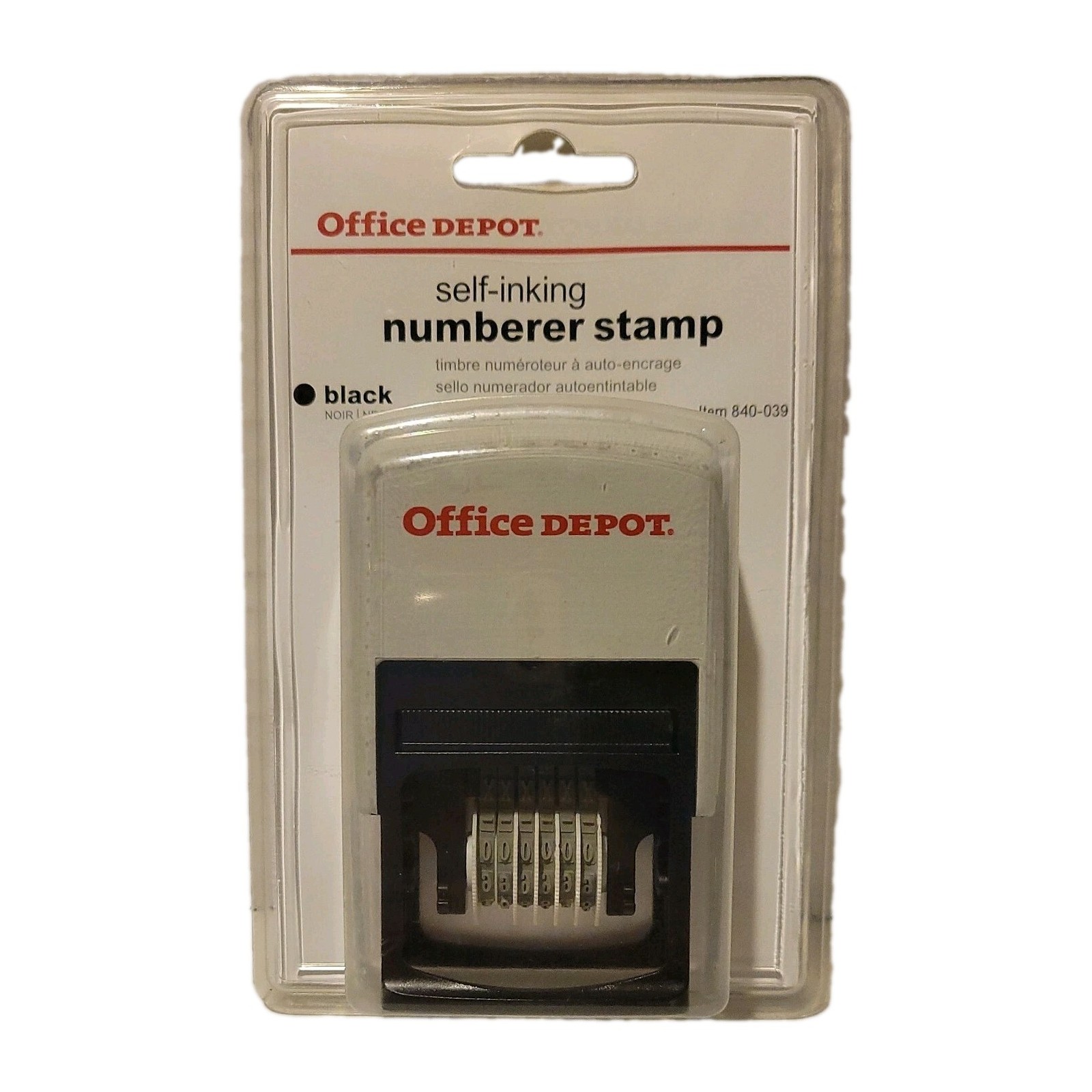 SELF INKING NUMBERER STAMP BLACK 840-039 NEW GW11 NUMBERING OFFICE DEPOT BRAND