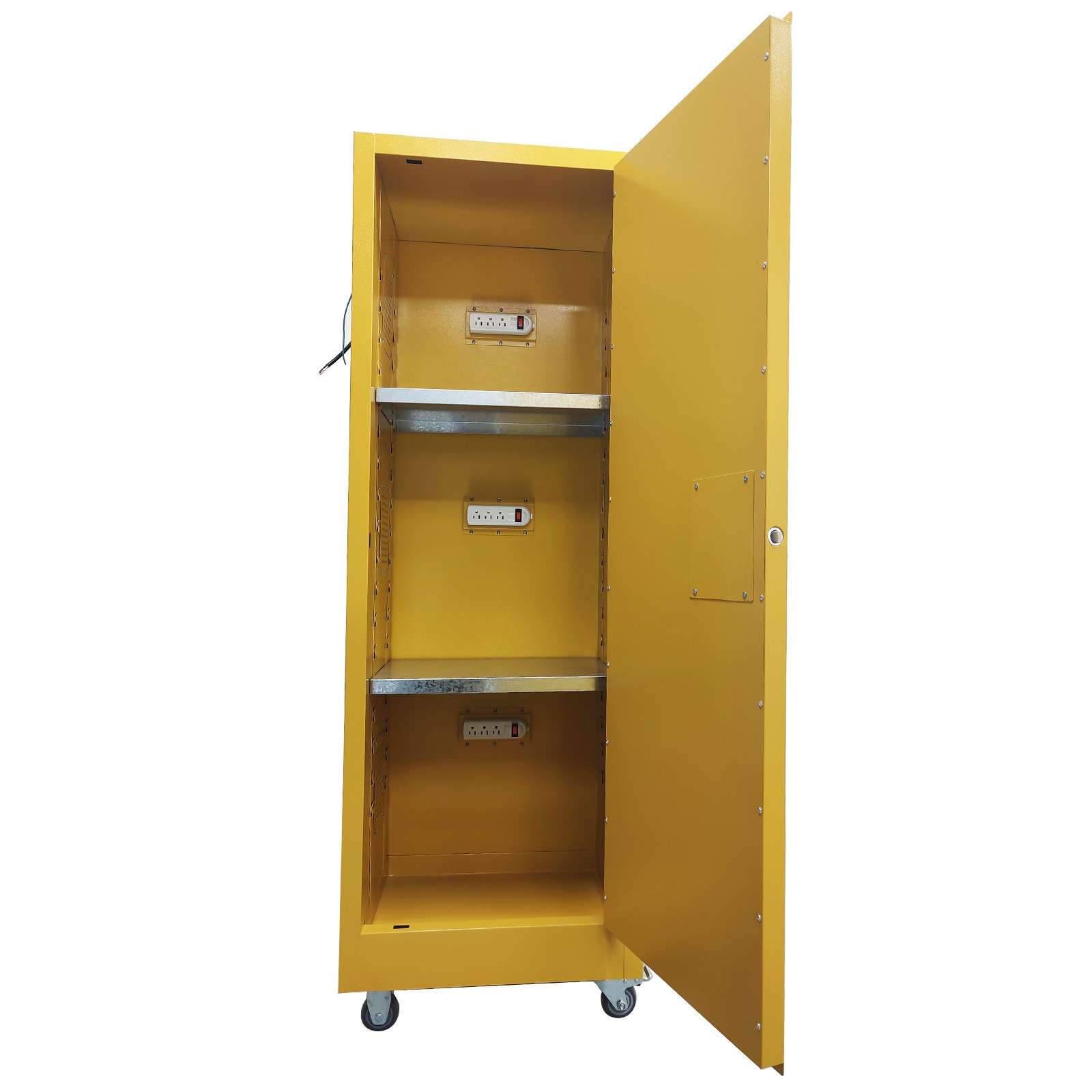 Fireproof Safety Explosion-Proof Box Mobile Battery Charging Cabinet w Socket