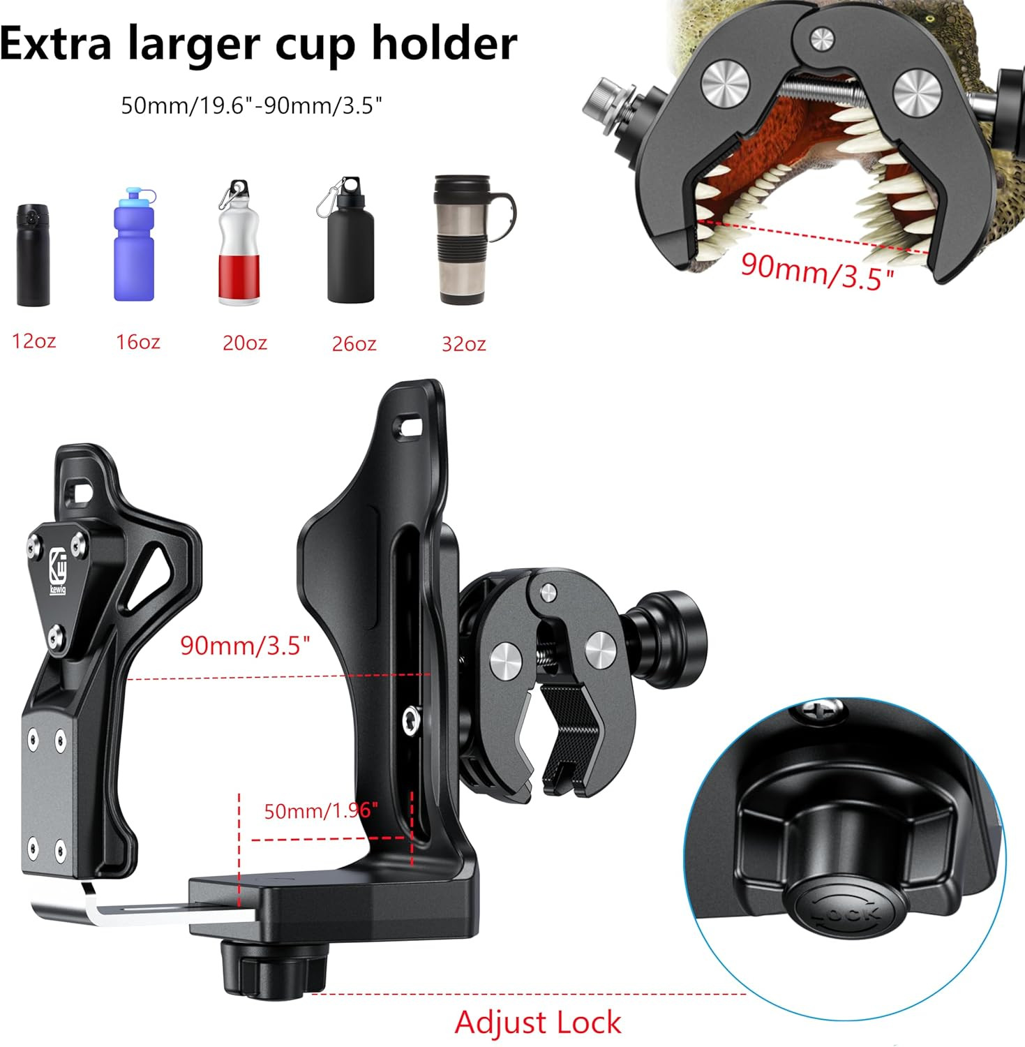 Anti-Theft Motorcycle Cup Holder, Extra Large Adjustable Size Bike Water Bottle