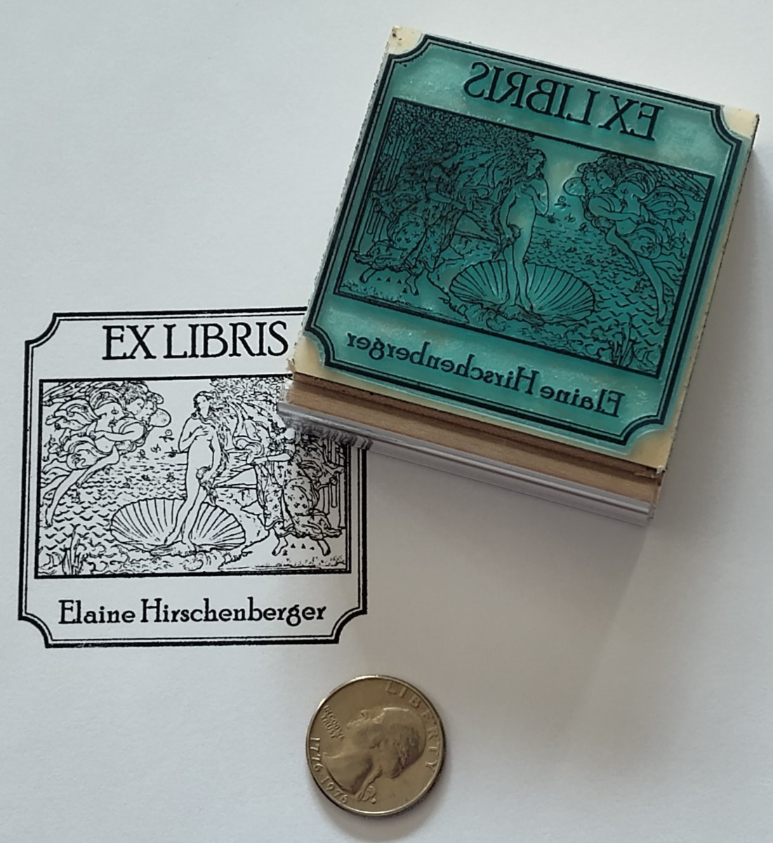 Custom Birth of Venus by Botticelli Ex Libris rubber stamp by Amazing Arts