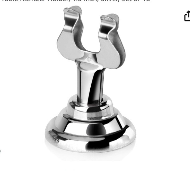 1 1/2” Set Of 6 Harp Clip Place Card Menu Holder Stainless Steel USED -GOOD 6pc
