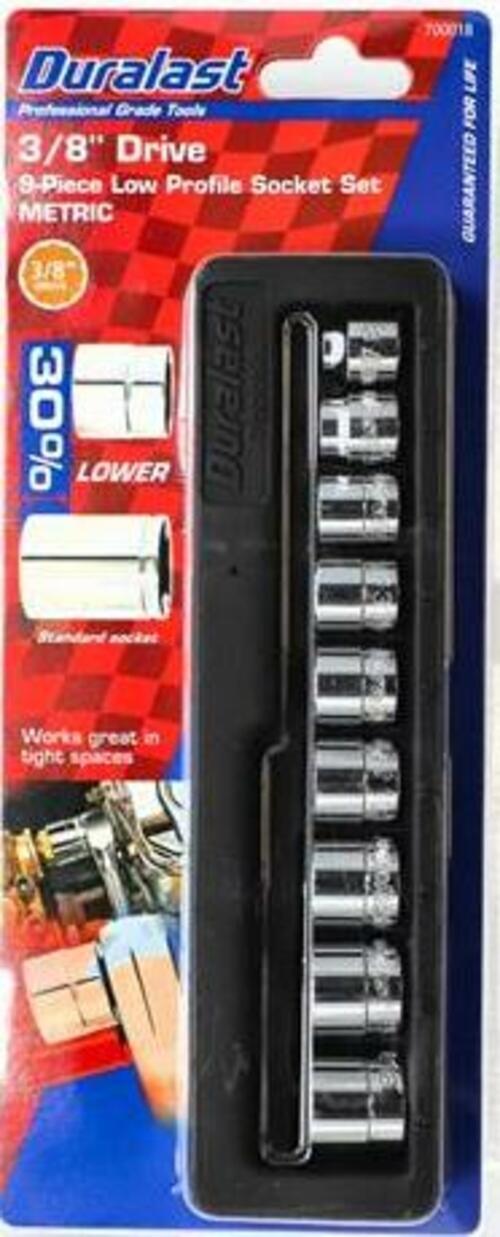 Duralast 9pc 3/8" DRIVE LOW PROFILE SOCKET SET 8-18mm 700018
