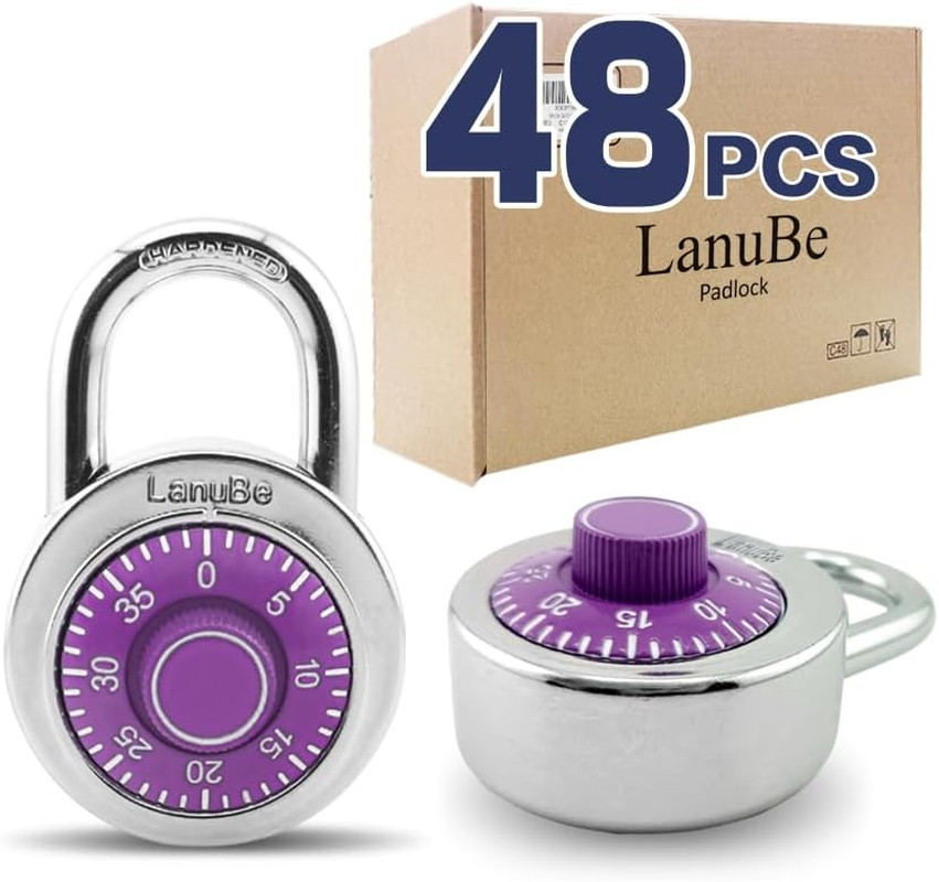 Standard Dial Combination Lock, 2 Inches. Wide, with Different Combinations, Pur