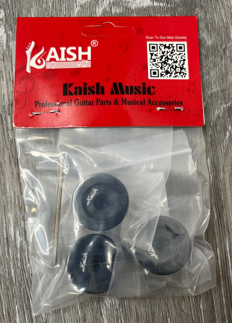 3-Pack KAISH K1828-Black Aluminum Top Hat Knobs w/ Indicator, Black