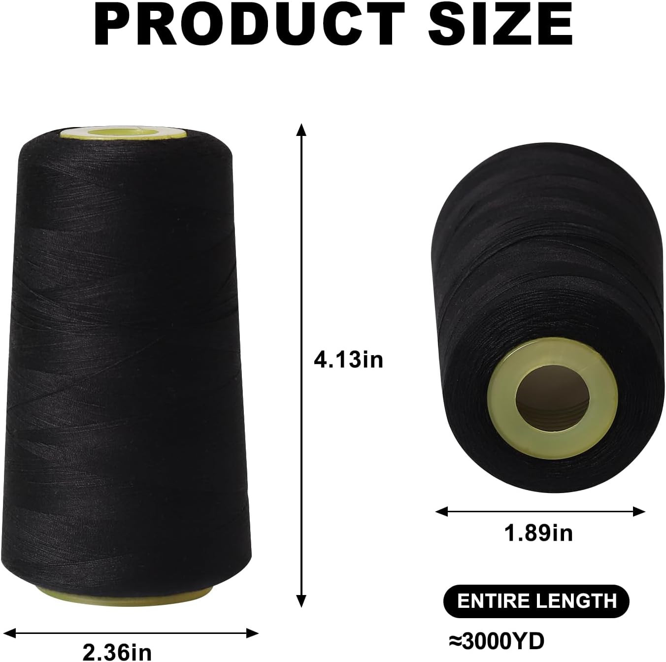 Sewing Thread Cone Set, 2 Pack Serger Thread, 3000 Yards Each, All Purpose Threa