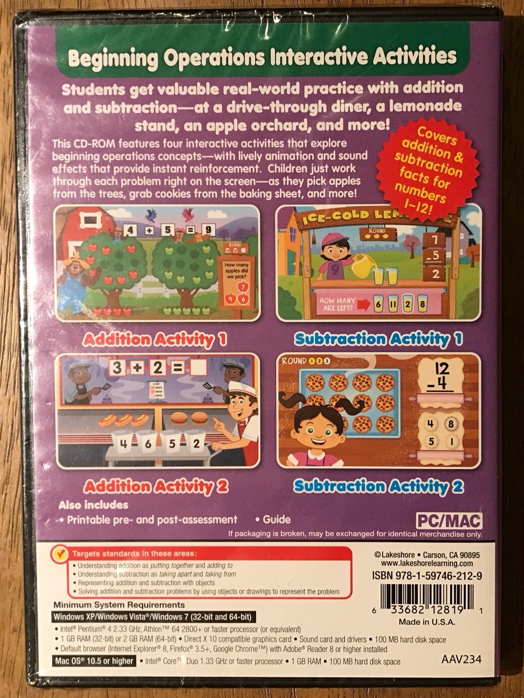 Lakeshore Beginning Operations Adventures Interactive Math CD-Rom Grade K 1