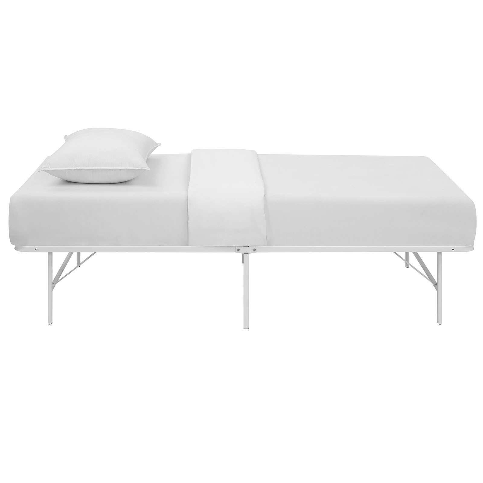 Modway Horizon Twin Stainless Steel Bed Frame in White