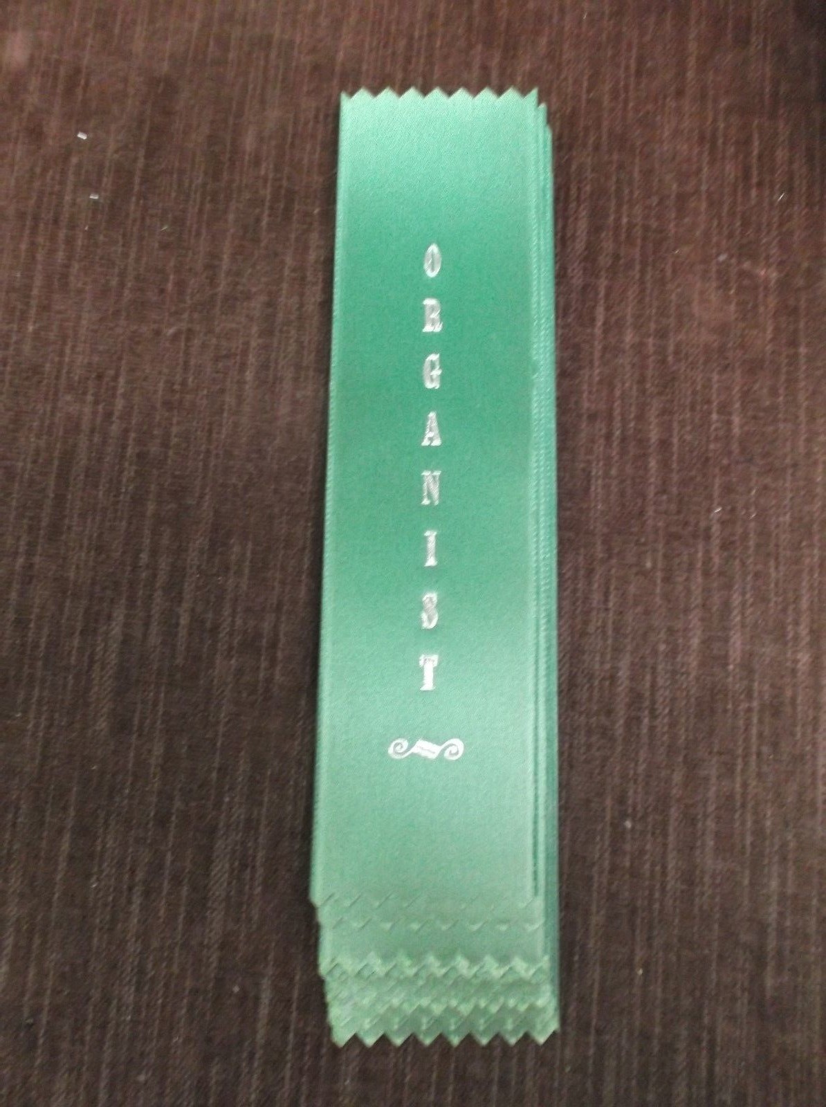 ORGANIST green ribbon with gold foil letters lot of 4