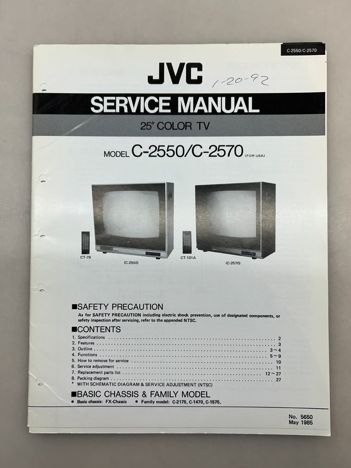 JVC C-2550 2570 Original Service Manual Free Shipping