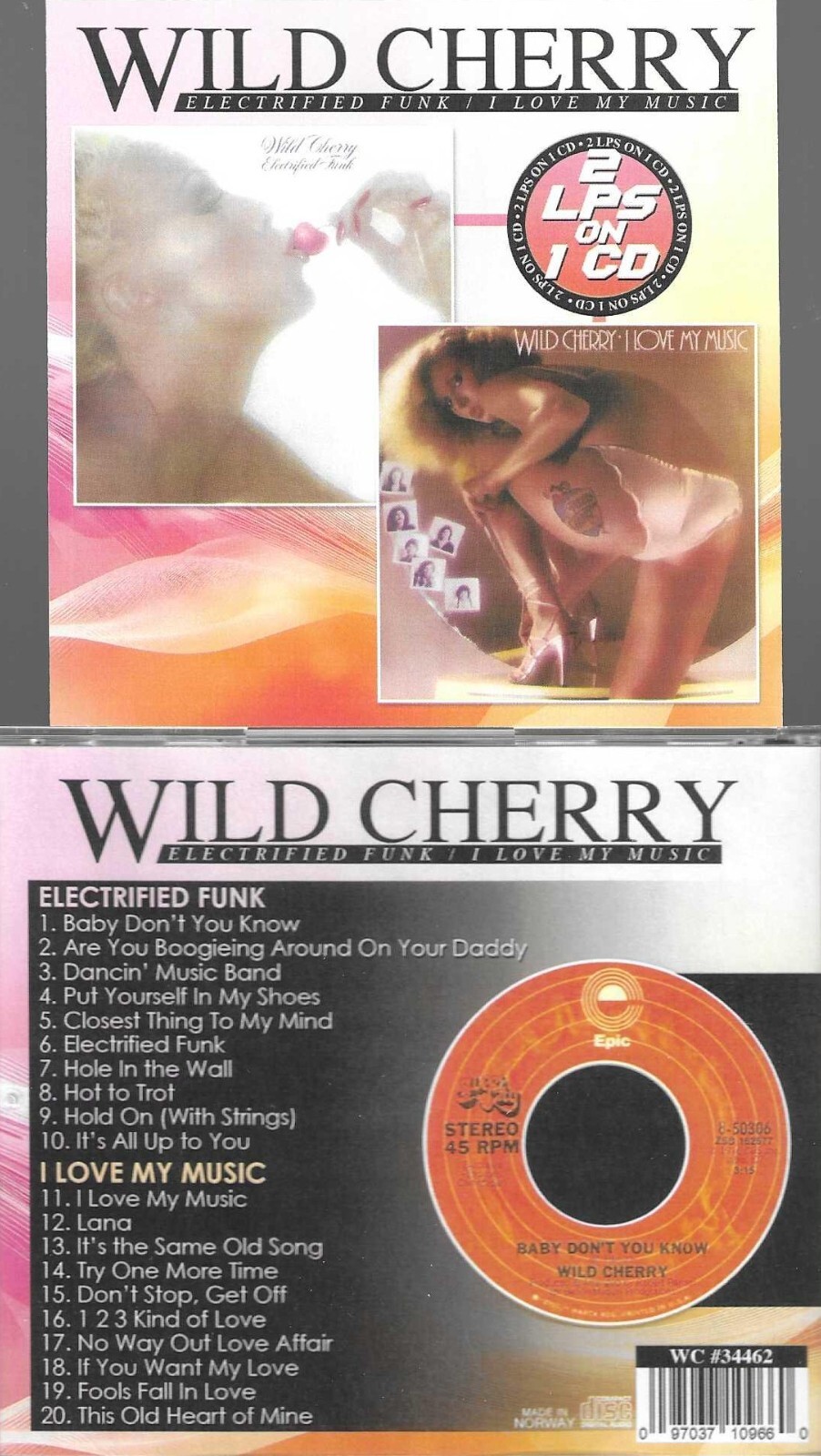 WILD CHERRY-ELECTRIFIED FUNK/I LOVE MY MUSIC-2 LPS FIRST TIME ON 1 CD!