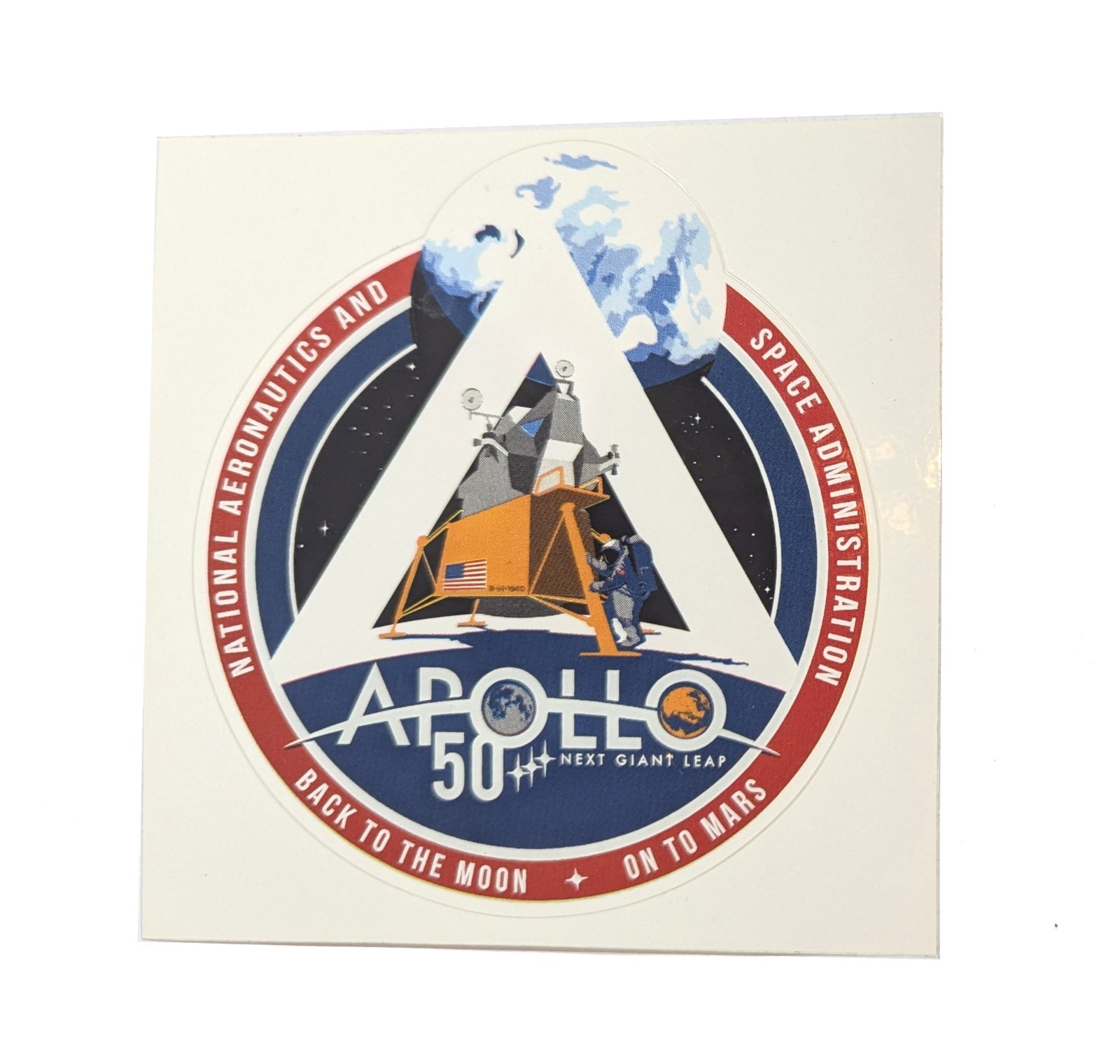 Official NASA Apollo 50 Moon to Mars Space Vinyl Decal Sticker - 4.25" x4.875"