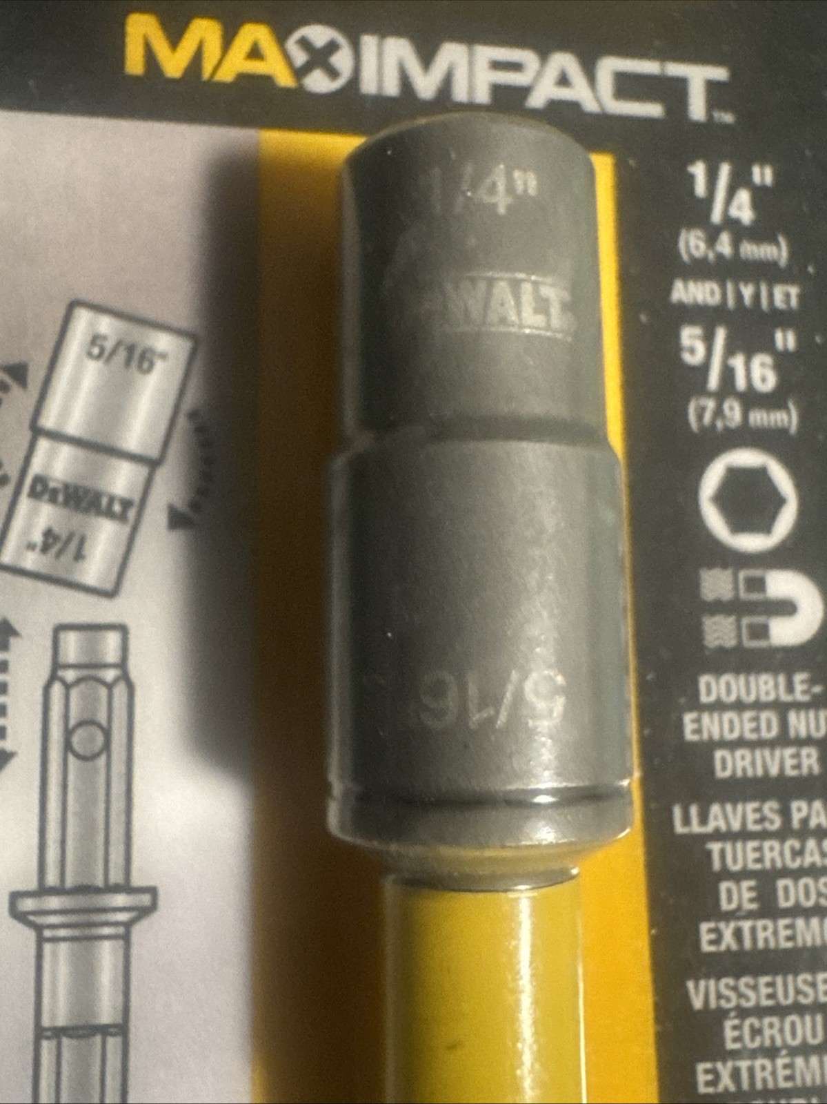 DeWALT MAX Impact Double Ended Magnetic Nut Driver (1/4” & 5/16”) 2 In 1 NEW
