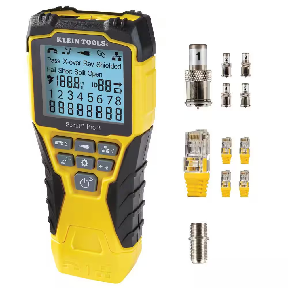 Ethernet Cable Tester Kit with Scout Pro 3 Tester, (Data/Voice/Video), 5 Remotes