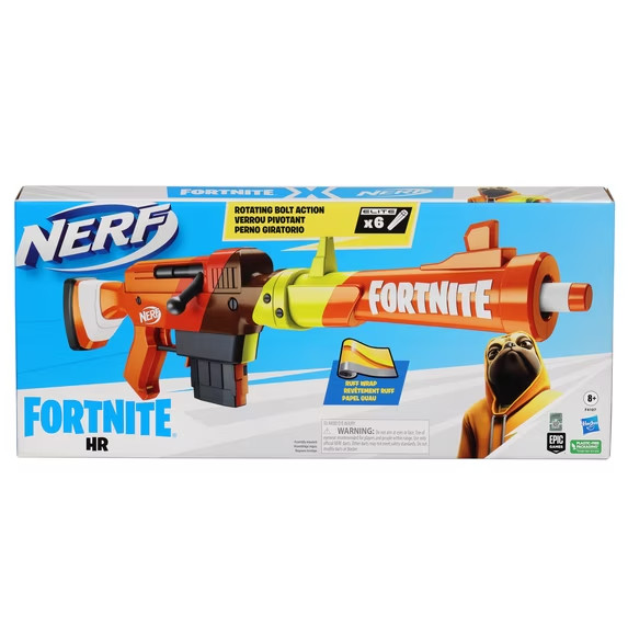 Nerf Fortnite HR Dart Blaster, Ruff Wrap Design, 6-Dart Elite Clip