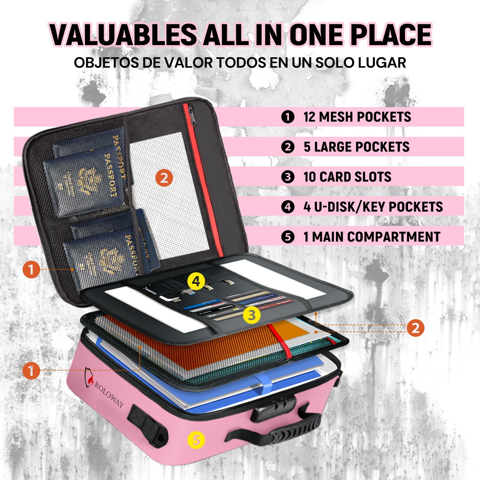 4-Layer Fireproof&Waterproof Document Safe Bag with Lock Muti-color security box