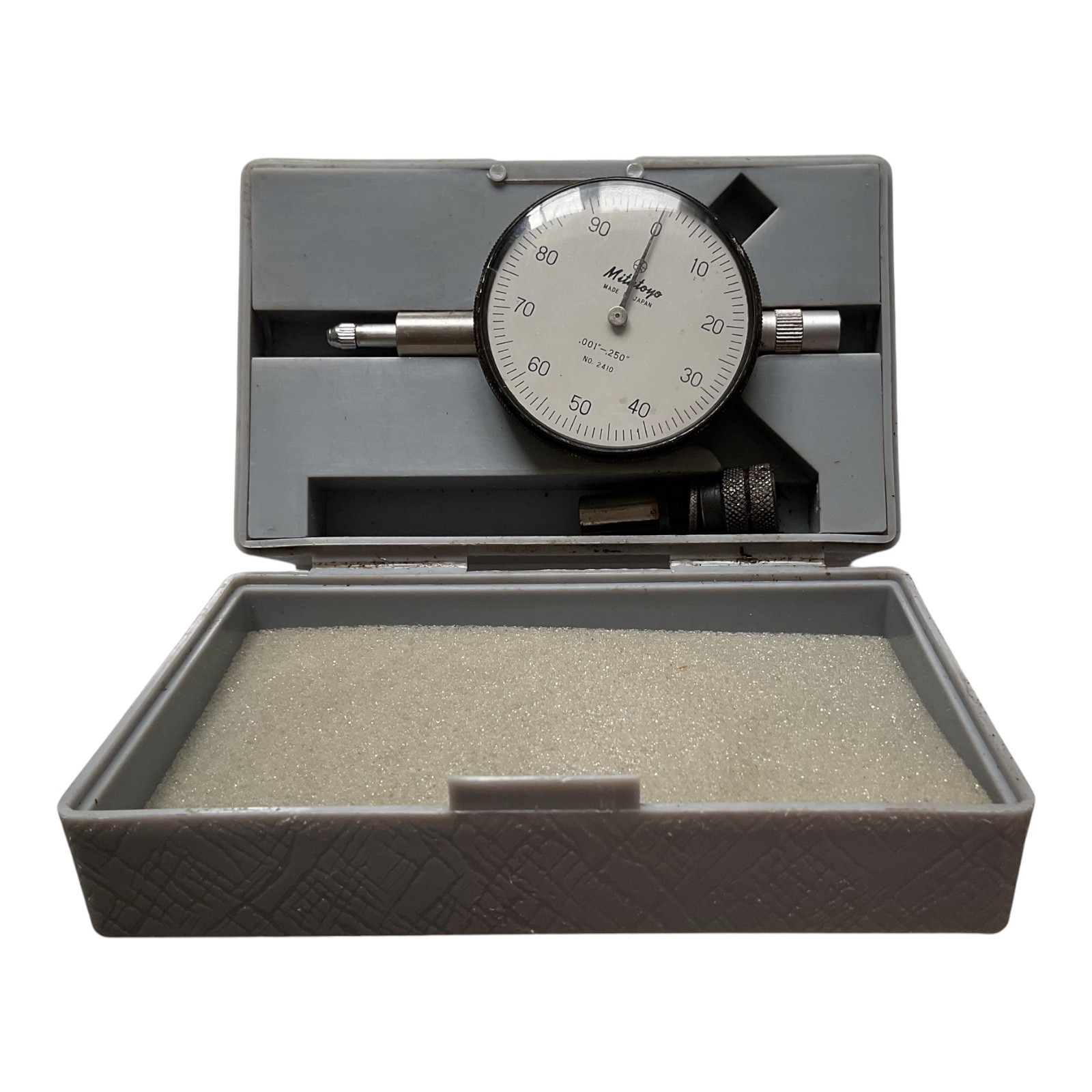 Mitutoyo No. 2410 Dial Indicator .001  .250 Range with Base Made in Japan