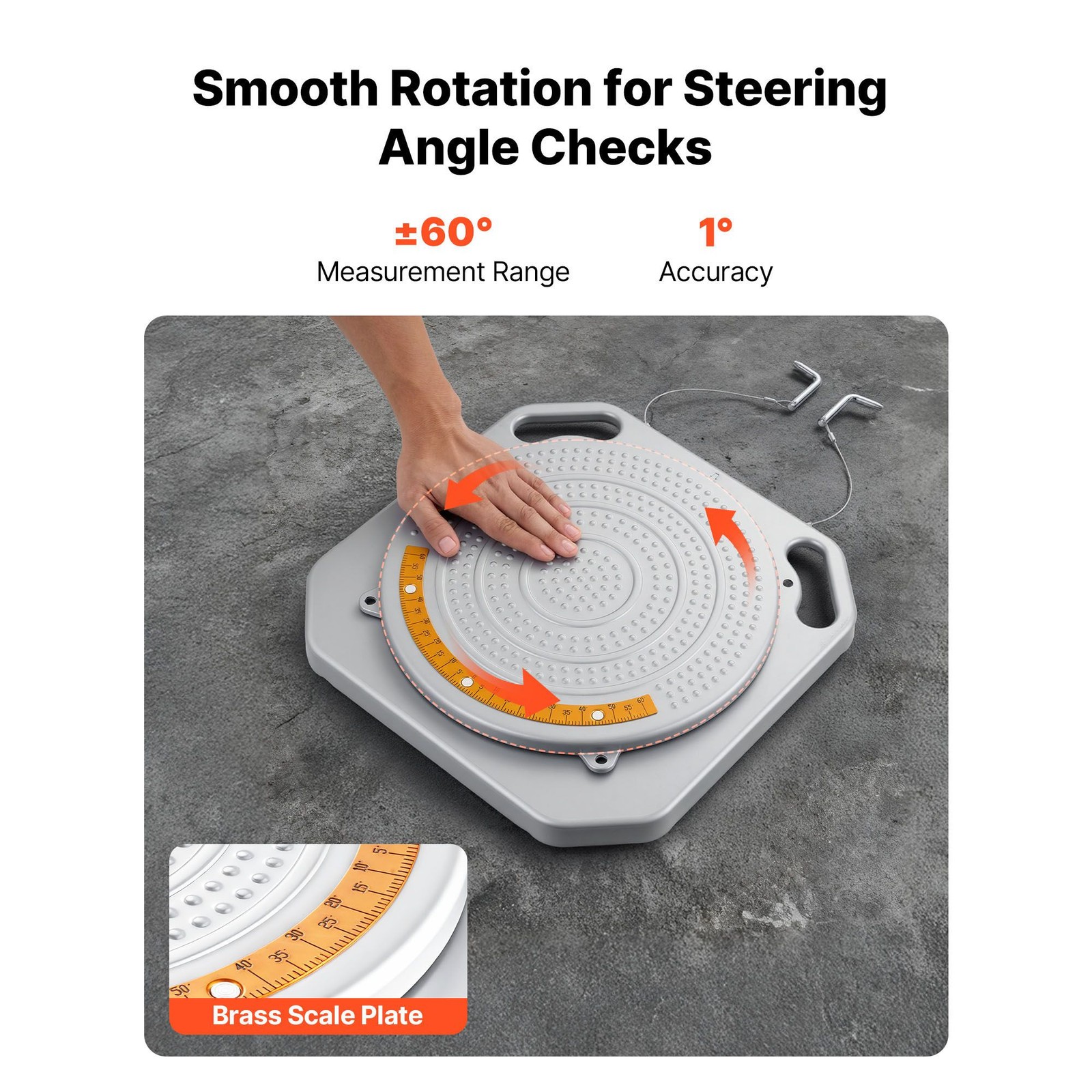 2-Ton Wheel Alignment Turn Plates 360 Rotating with Brass Dials