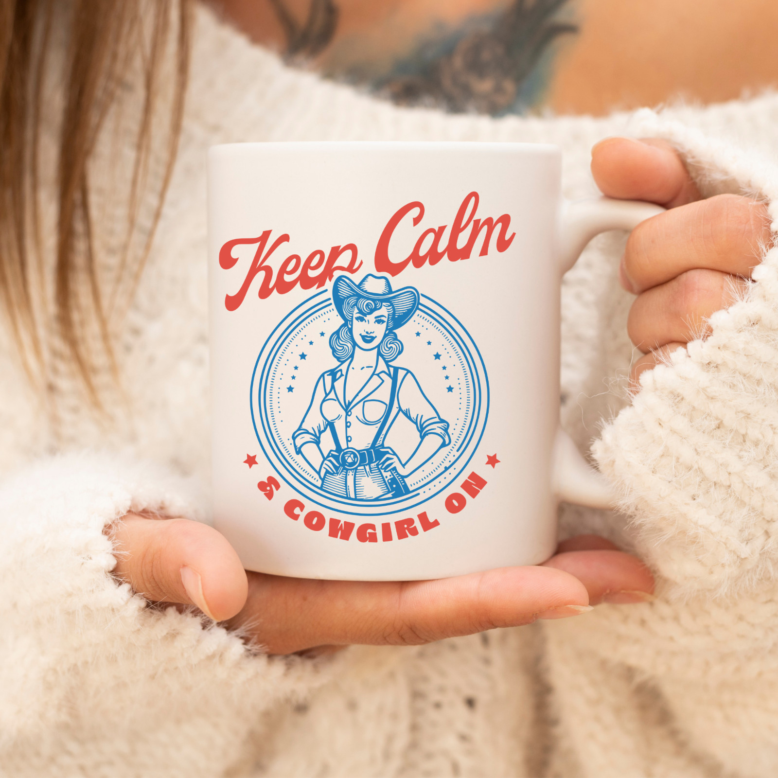 Cowgirl Mug Keep Calm Retro Vintage Western Country Gift For Her Coffee Tea Cup