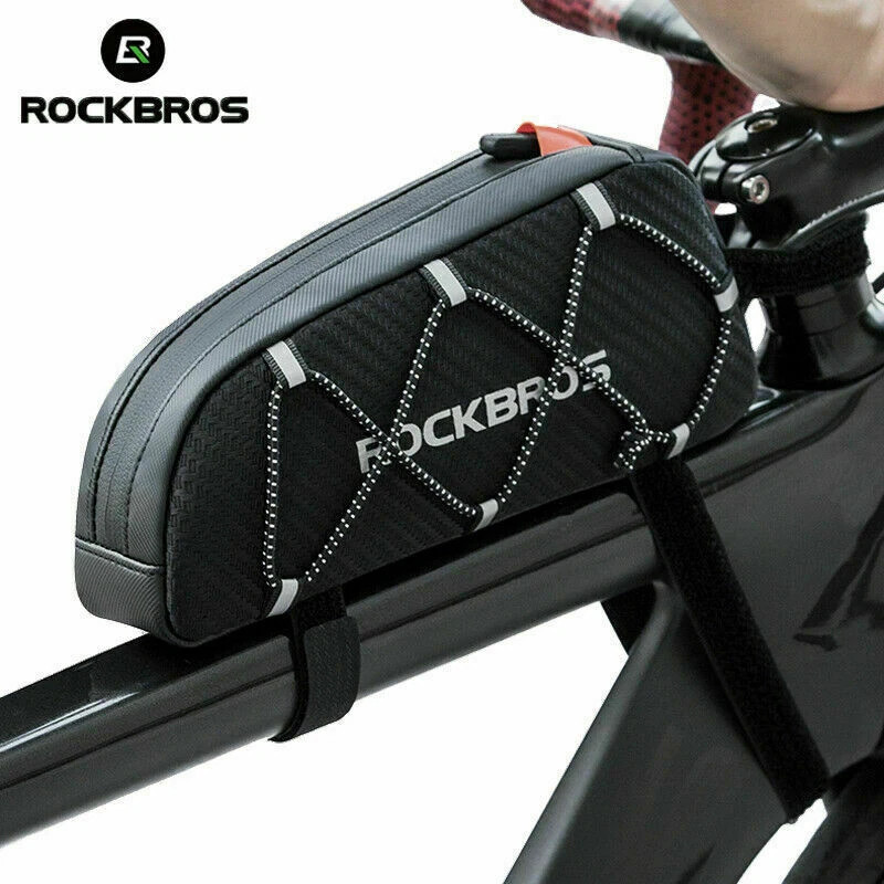 RockBros Bicycle Waterproof Reflective Frame Bag Top Tube Bag Pouch Black