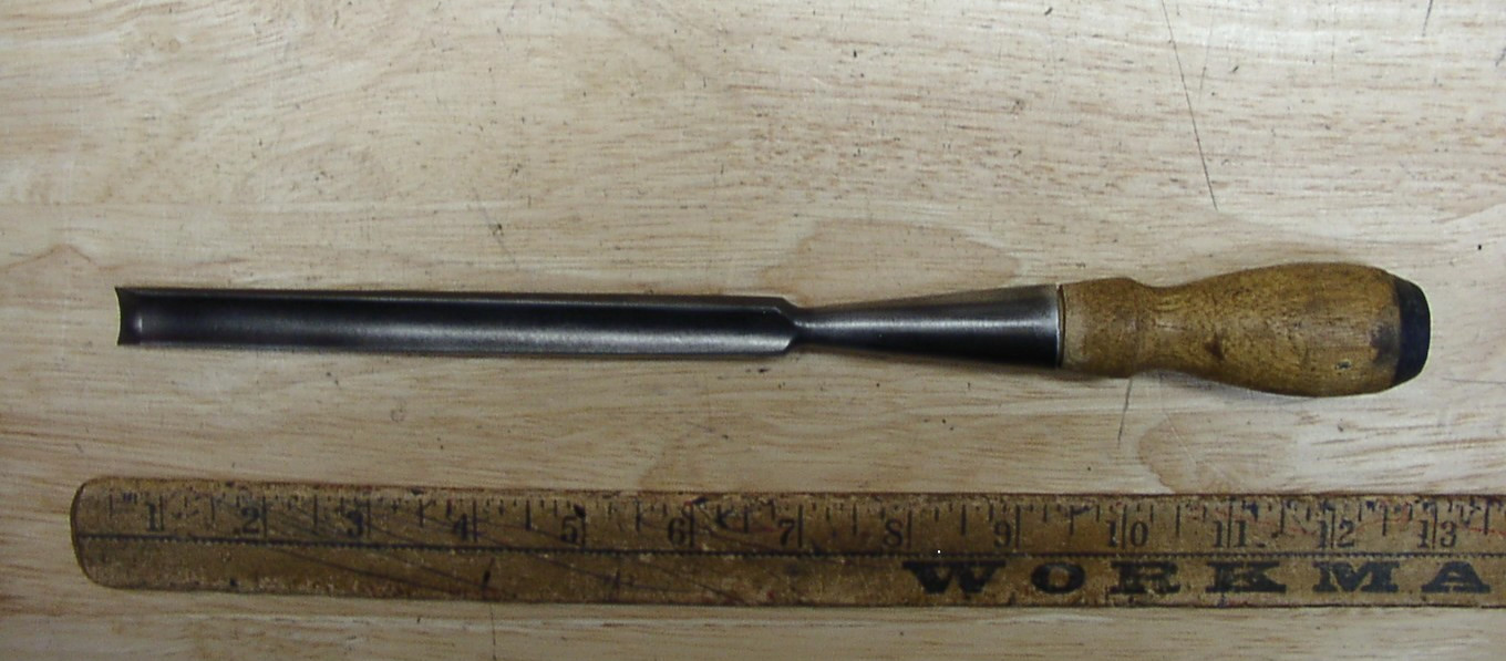 Vntg Unbranded Socket Gouge Chisel,9/16" X 8-11/16",W/3-5/16".L.C. Handle,EXC!