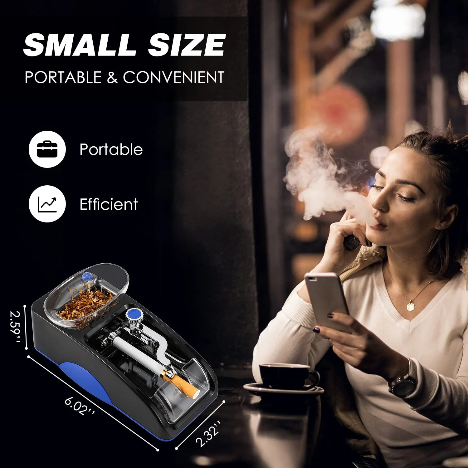 Cigarette Rolling Machine, Automatic Roller, Electric Mini Tobacco Inject