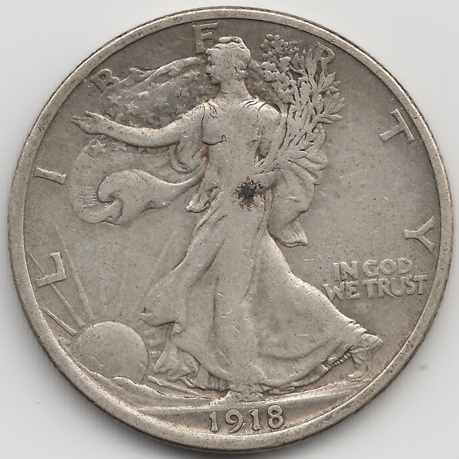 1918 D Walking Liberty Half Dollar, VF