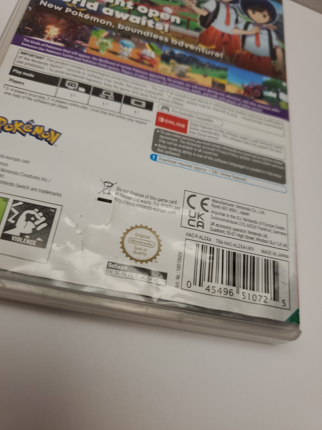 Pokemon Scarlet Nintendo Switch Replacement Case Oly