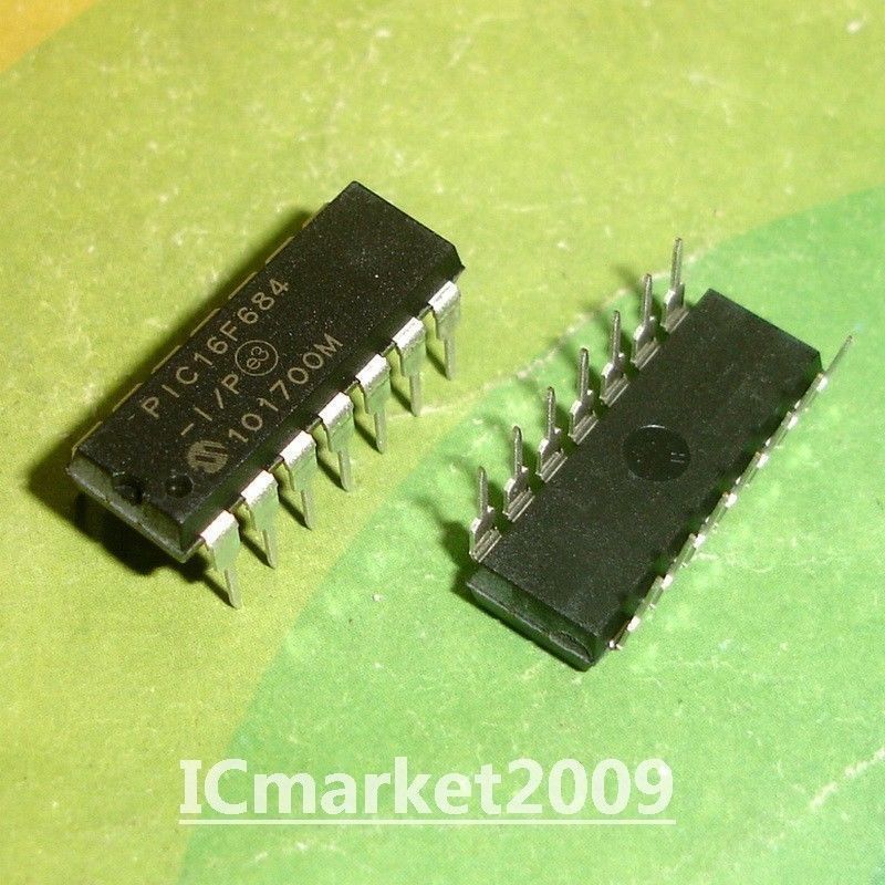 10 PCS PIC16F684-I/P DIP-14 16F684 I/P Flash-Based, 8-Bit CMOS Microcontrollers