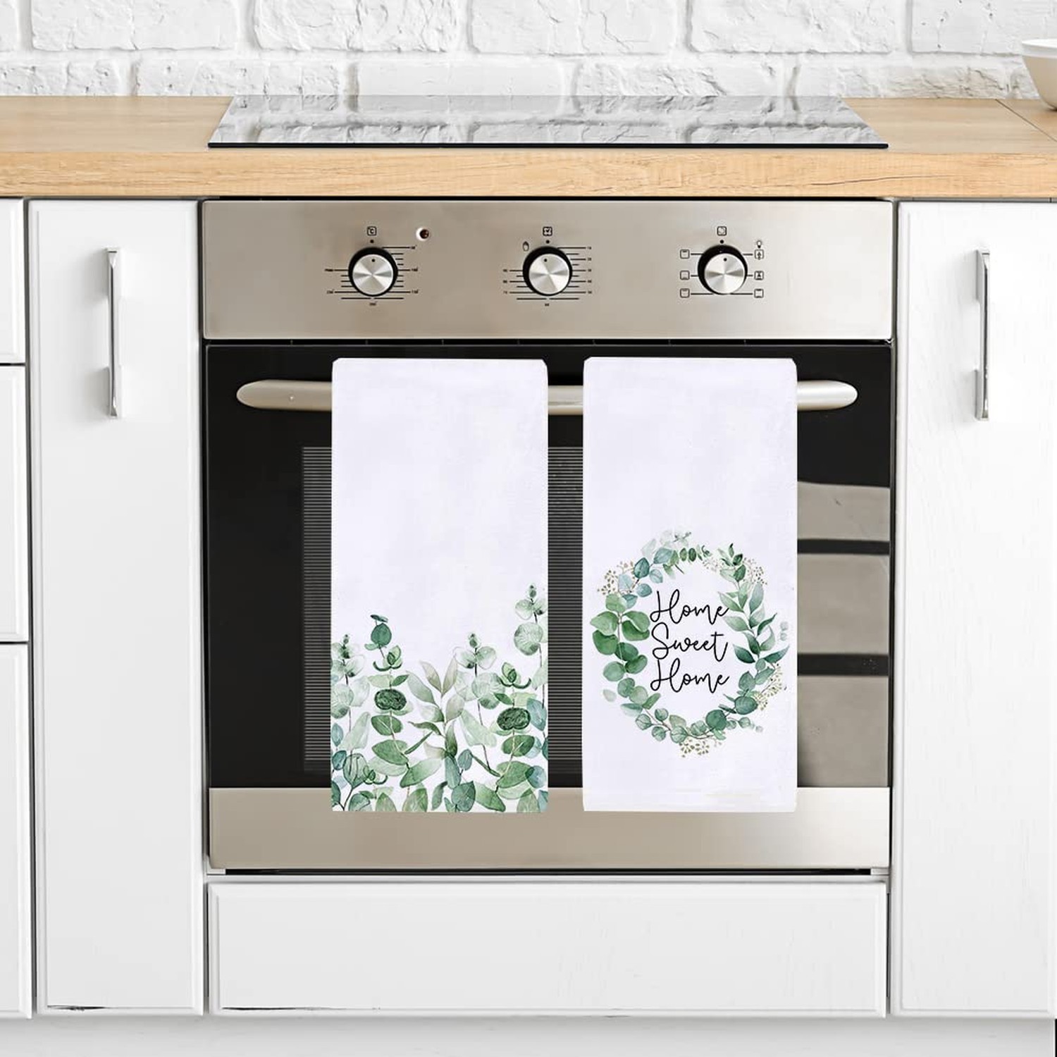 Watercolor Eucalyptus Leaves Home Sweet Home Kitchen Dish Towel 18 x 28 Inch,...