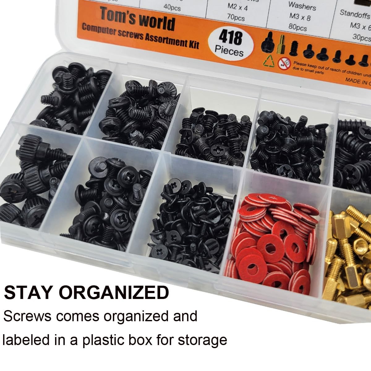 Tom's world 418Pieces Computer Screws Assortment Set Standoffs for...