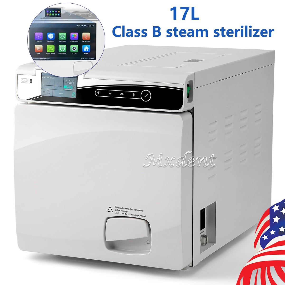 Esterilizador de vapor de autoclave médico dental de clase B de 17L