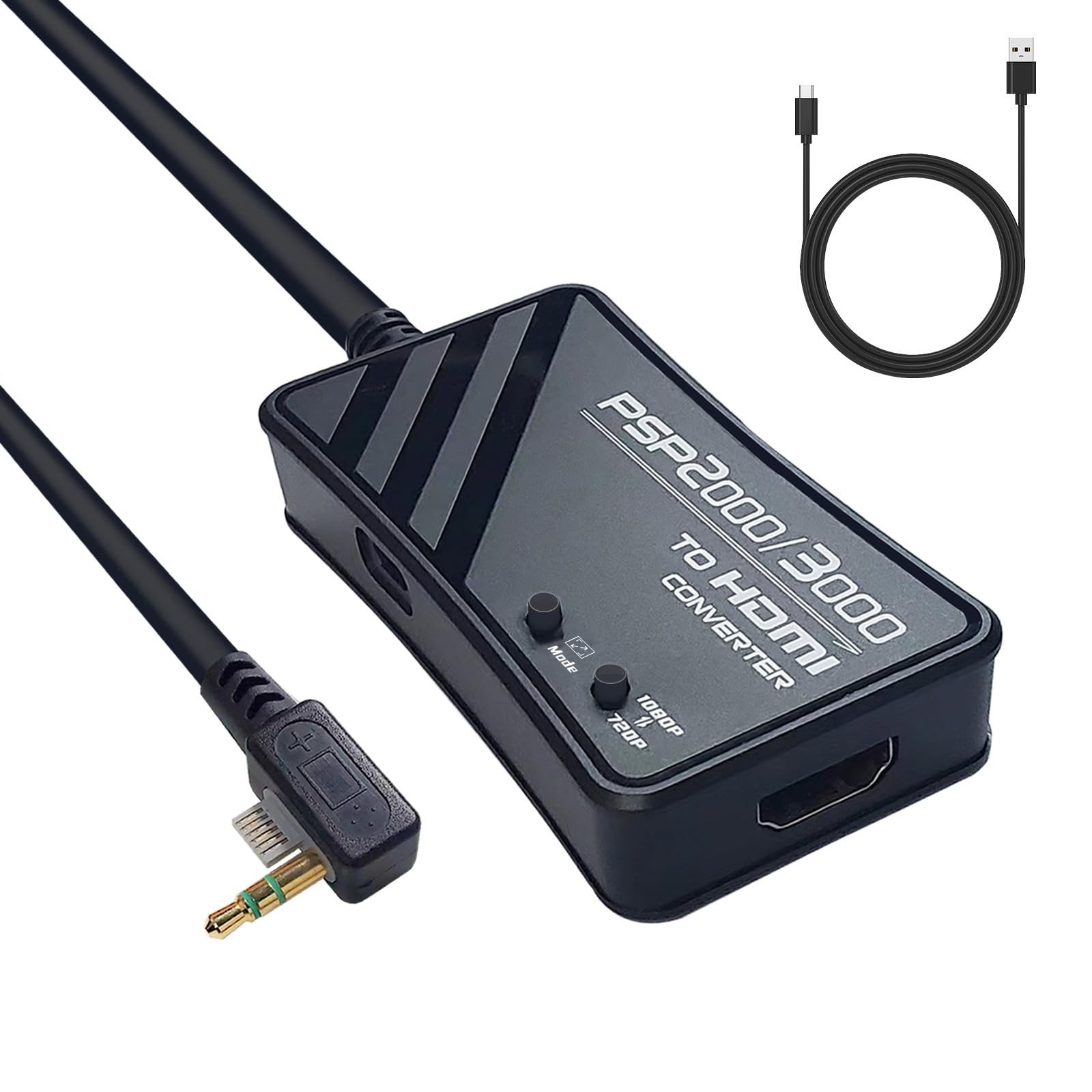 WNNZVCC PSP2000/PSP3000 to HDMI Converter, Cable 6.69*3.93*0.98in, Black