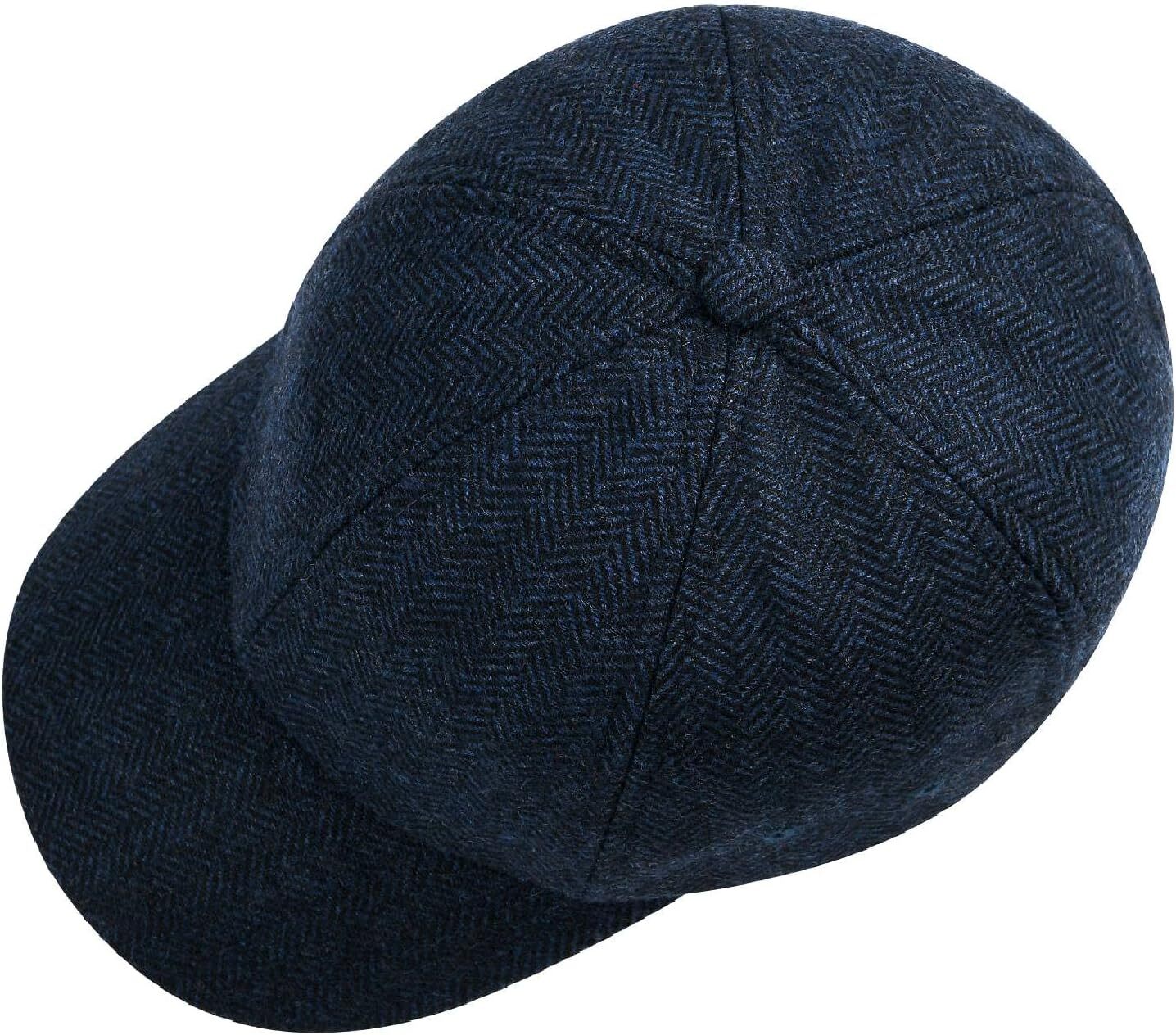 Wool Baseball Cap for Men Adjustable Unstructured One Size, Herringbone Navy