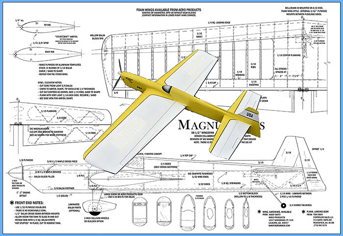 Model Airplane Plans (UC): Magnum Plus 58½" Wingspan Stunt for .40-.60 Engines