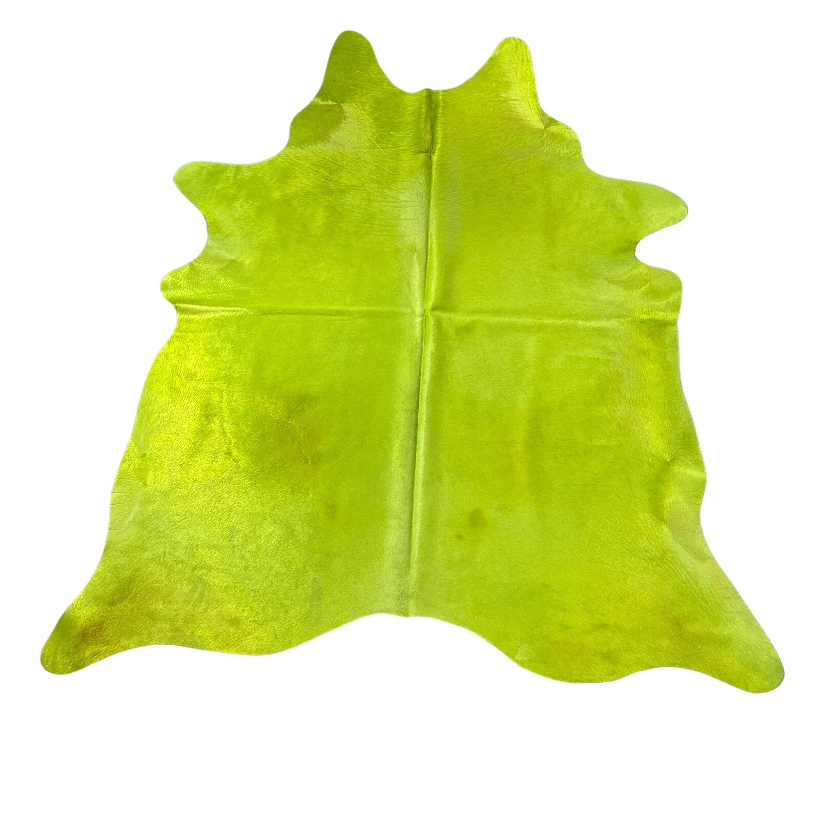 Dyed Lime Green Cowhide Rug (super short hair) Size: 7.2x6 feet D-937