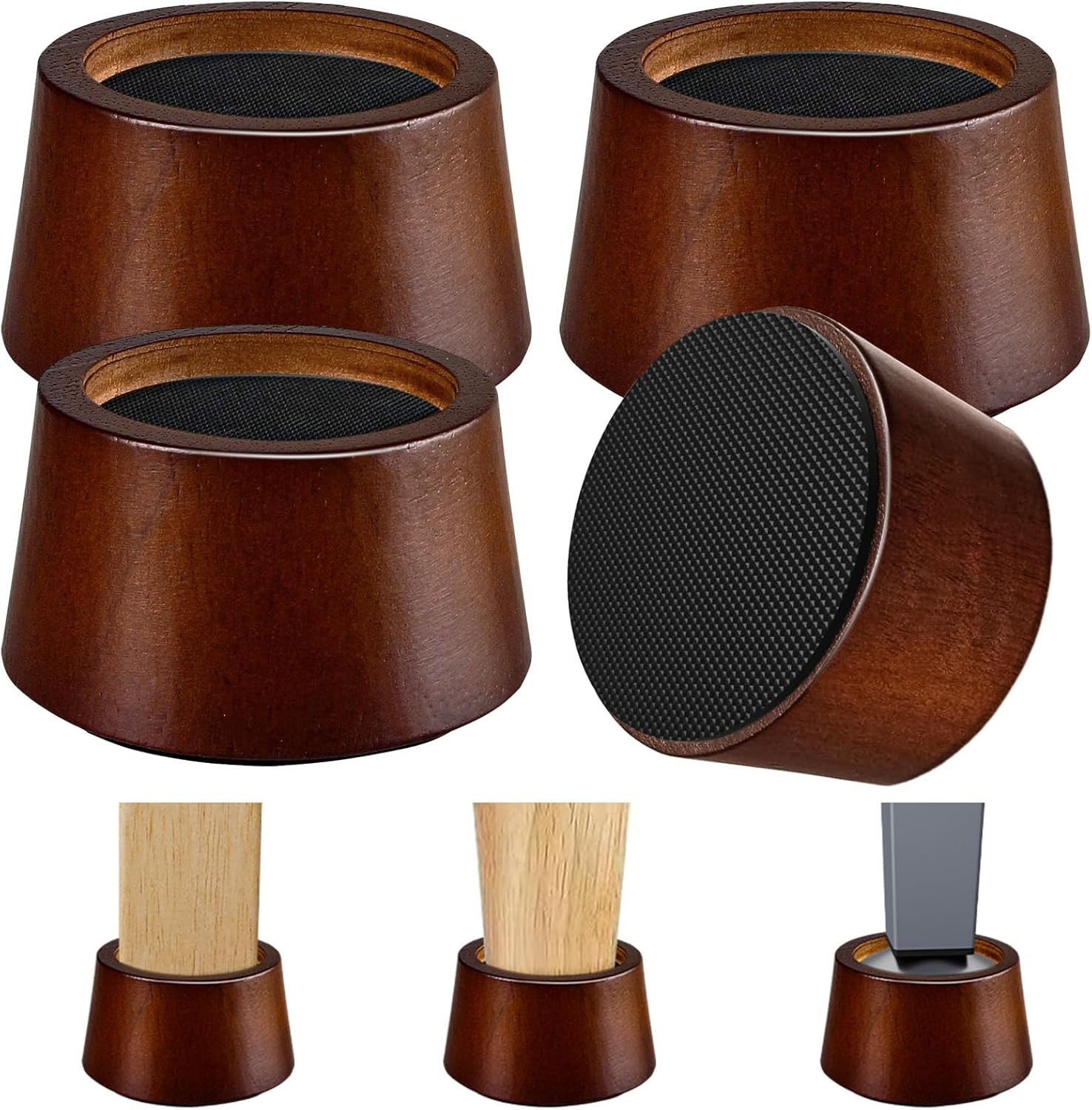 Furniture Raisers Bed Risers - 2 Inch Wooden Circle Heavy Duty Furniture Height
